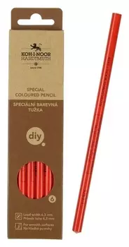 Карандаш незаточенный 4.3 мм, Koh-i-noor 3263/1 по стеклу, металлу, пластику, красный, L=175 мм