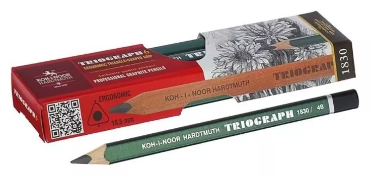 Карандаш утолщенный чернографитный Koh-i-noor Triograph 1831 4В, трёхгранный