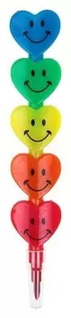 Карандаш восковой Сердечки, 5 цветов