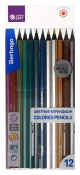 Карандаши 12 цветов Supersoft. Metallic