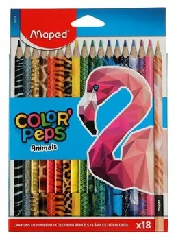 Карандаши 18цв. Maped Color'peps декорированные, в картонной коробке