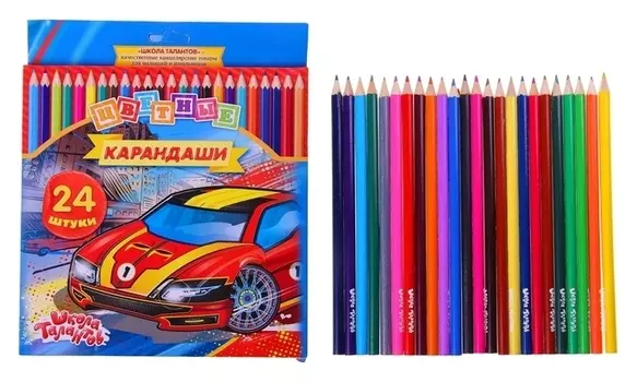 Карандаши 24 цвета Calligrata "Машинка"