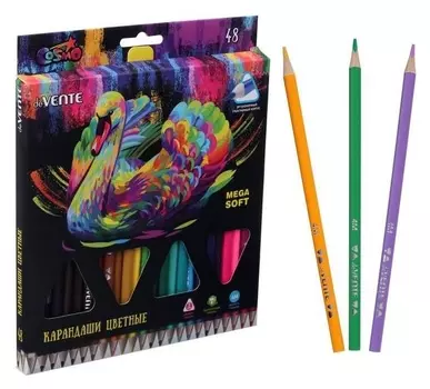 Карандаши 48 цветов, Devente Trio Mega Soft, трехгранный корпус, супер мягкие, 4M, грифель D-3мм