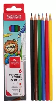 Карандаши 6 цвета Koh-i-noor Lion 3551, картонная упаковка, европодвес