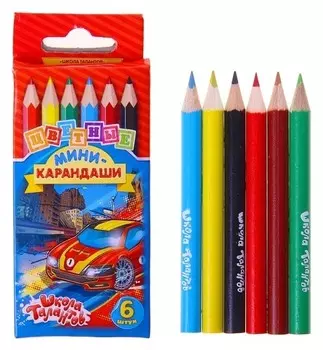 Карандаши 6 цветов мини Calligrata «Машинка»