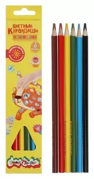 Карандаши 6 цветов "Премиум", утолщенные, супермягкие