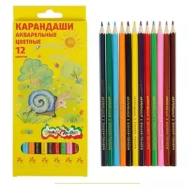 Карандаши акварельные 12 цветов, шестигранные