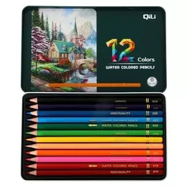 Карандаши акварельные 12 цветов в металлической коробке