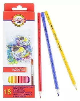 Карандаши акварельные 18 цветов Рыбки