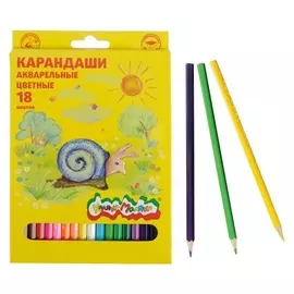 Карандаши акварельные 18 цветов, шестигранные