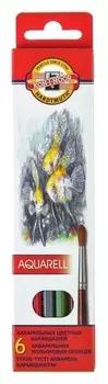 Карандаши акварельные 6 цветов 3.0 мм, Koh-i-noor рыбки 3715, картонная упаковка, L=175 мм