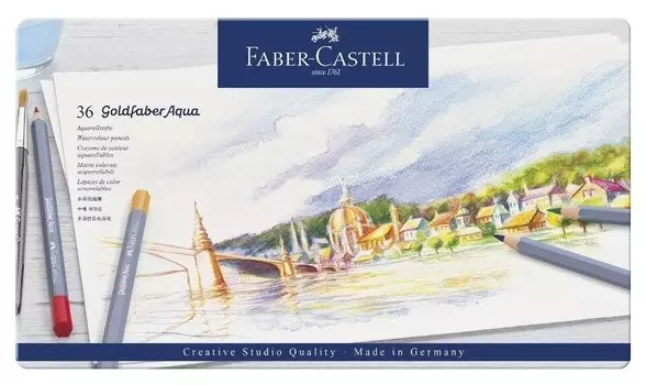 Карандаши акварельные Faber-castell Goldfaber Aqua, 36цв,метал.короб,114636