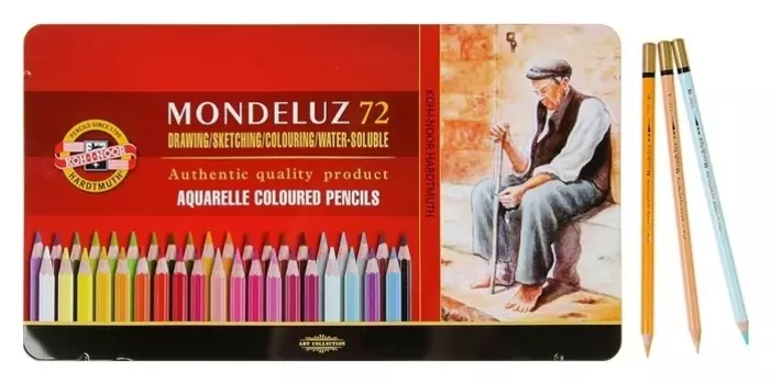 Карандаши акварельные Koh-i-noor 3727/72 Mondeluz, 72 цвета, в металлическом пенале