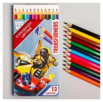 Карандаши цветные, 12 цвета, Transformers