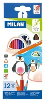 Карандаши цветные 12цв 3-гран Milan, 0722312