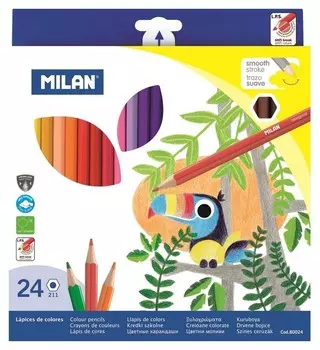 Карандаши цветные 24цв 6-гран Milan, 80024