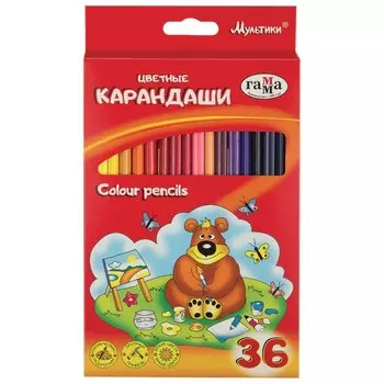 Карандаши цветные 36 цветов "Мультики"