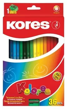 Карандаши цветные 36цв 6-гран,точилка Kores 96336.01