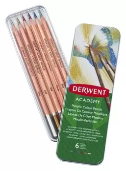 Карандаши цветные 6цв. Derwent Academy Metallic, 98200