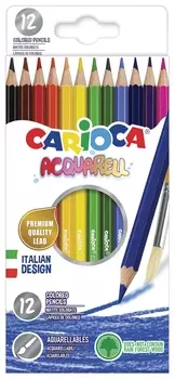 Карандаши цветные акварельные Carioca "Acquarell", 12 цветов, шестигранные, заточенные, 42857