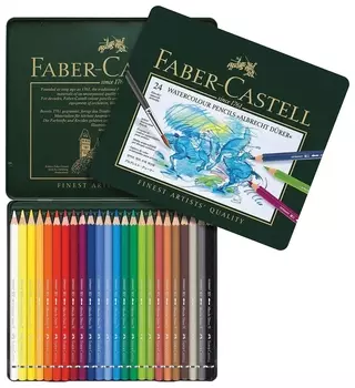 Карандаши цветные акварельные художественные Faber-castell "Albrecht Durer", 24 цвета, металлическая коробка