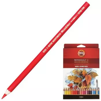 Карандаши цветные акварельные художественные Koh-i-noor "Mondeluz", 36 цветов, 3,8 мм, заточенные, европодвес