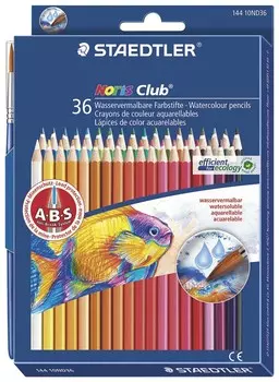 Карандаши цветные акварельные Staedtler "Noris Club", 36 цветов + кисть, европодвес
