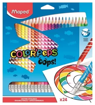 Карандаши цветные C ластиком Maped Color?peps Oops,24 цв, пластик,832824
