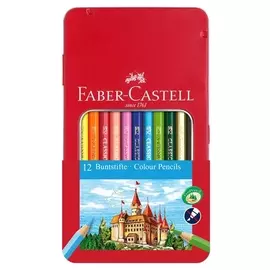Карандаши цветные Faber-castell, 12цв., заточен., метал. кор.,115801