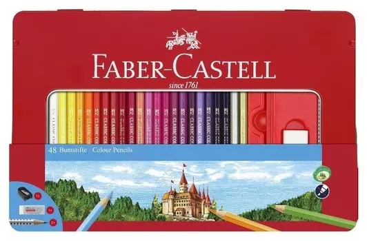 Карандаши цветные Faber-castell, 48цв.+4, с ластиком, точилкой, 115888