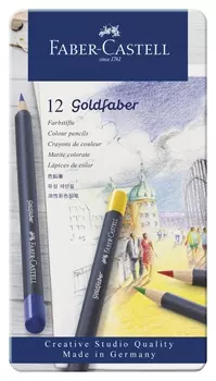 Карандаши цветные Faber-castell Goldfaber 12цв., круглые,метал.короб,114712