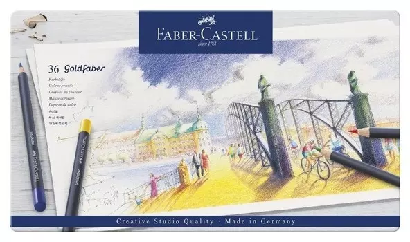 Карандаши цветные Faber-castell Goldfaber 36цв.,кругл, метал.кор, 114736
