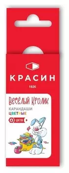 Карандаши цветные красин веселый кролик 6цв 6-гран 88мм