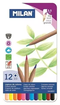 Карандаши цветные Milan, 12 цв., 6-гран., в металл. упак., 80057