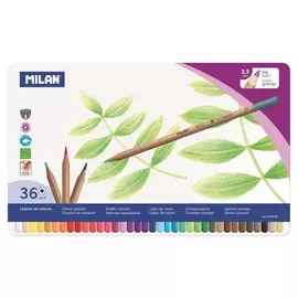 Карандаши цветные Milan, 36 цв., 6-гран., в металл. упак., 0726136