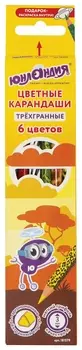 Карандаши цветные мягкие юнландия "Сафари", 6 цветов, корпус с печатью, трехгранные, с раскраской, 181579