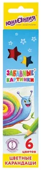 Карандаши цветные мягкие юнландия "Забавные картинки", 6 цветов, классические, заточенные, 181642