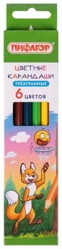 Карандаши цветные пифагор "Сказки", 6 цветов, классические, заточенные, 181820