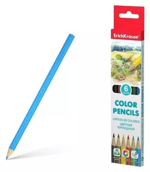 Карандаши цветные трехгранные, 6 цветов