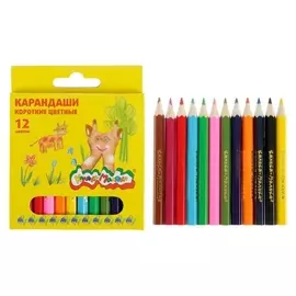 Карандаши короткие цветные, 12 цветов