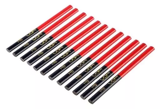 Карандаши строительные Lom, двухцветные, 180 мм, 12 шт.