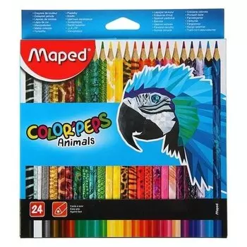 Карандаши трёхгранные 24 цвета Animals