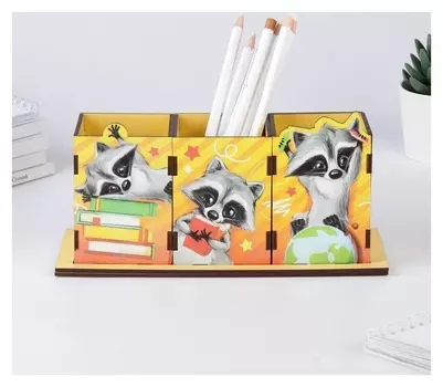 Карандашница тройная "Енот" 21 х 9 см