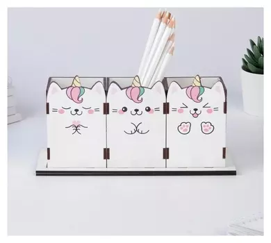 Карандашница тройная "Котик" 21 х 9 см