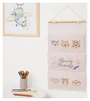 Кармашек текстильный этель "African Animals", 3 отделения, 34*63,5 см