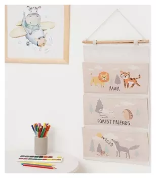 Кармашек текстильный этель "Forest Friends", 3 отделения, 34*63,5 см