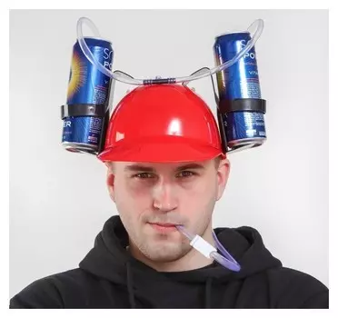 Карнавальная каска с отверстиями под банки, цвет красный