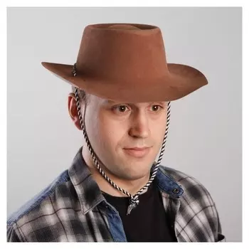 Карнавальная шляпа с большими полями, коричневая