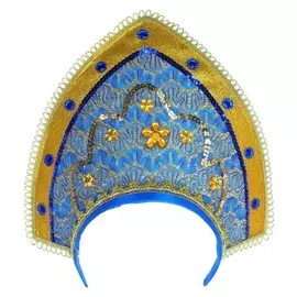 Карнавальный кокошник «Вдохновение», цвет золотисто-синий
