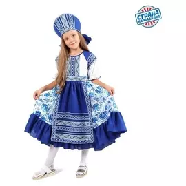 Карнавальный костюм «Кадриль синяя», платье, кокошник, р. 28, рост 98-104 см